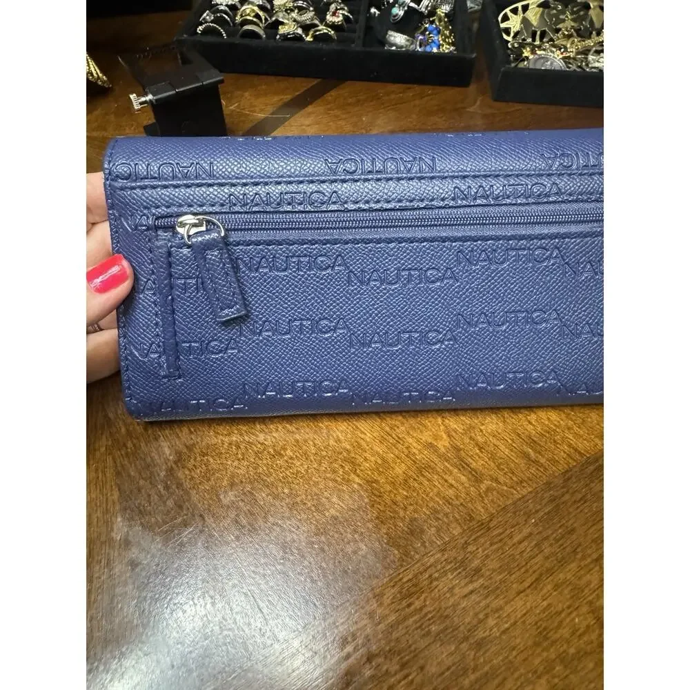 Nautica Blue RFID Blocking Women's Folding Wallet with Card Slots & Zipper